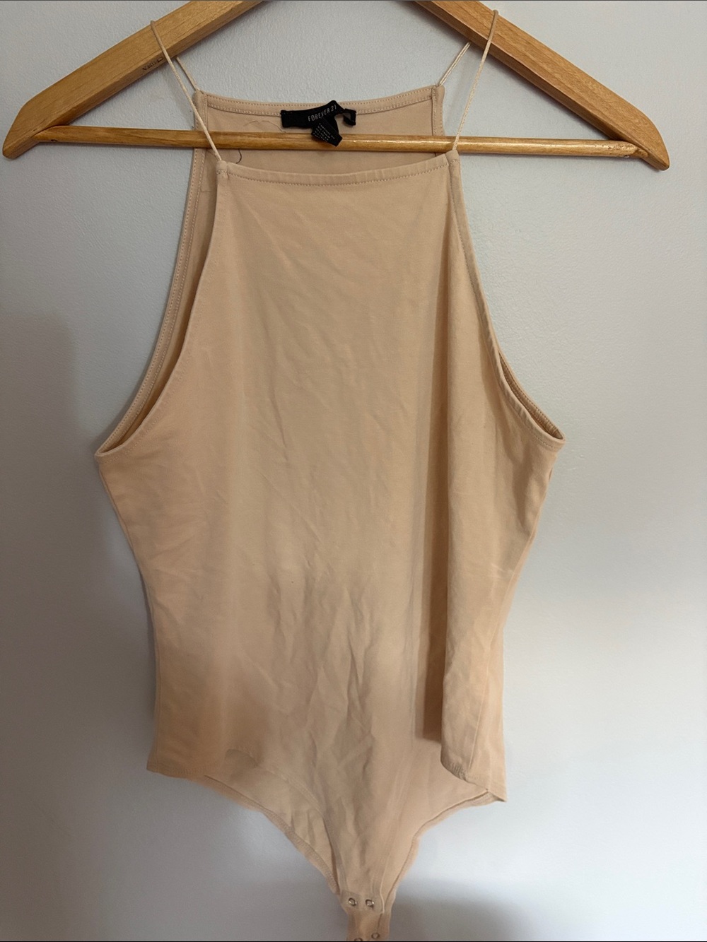 Forever 21 Beige High-Neck Sleeveless Bodysuit